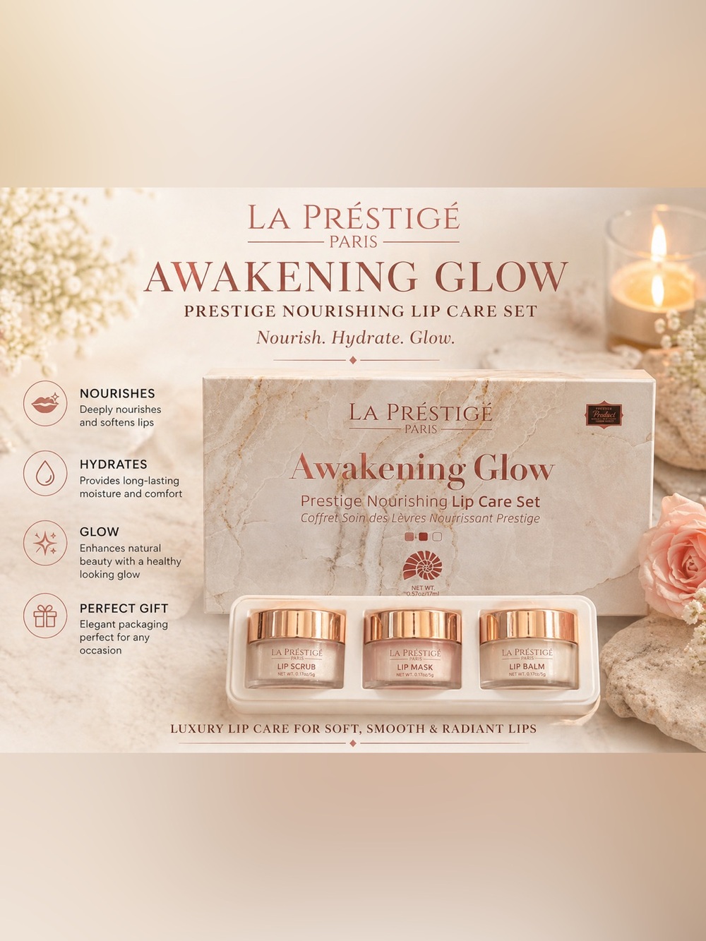 Awakening Glow Nourishing Lip Care Set - Rose Gold